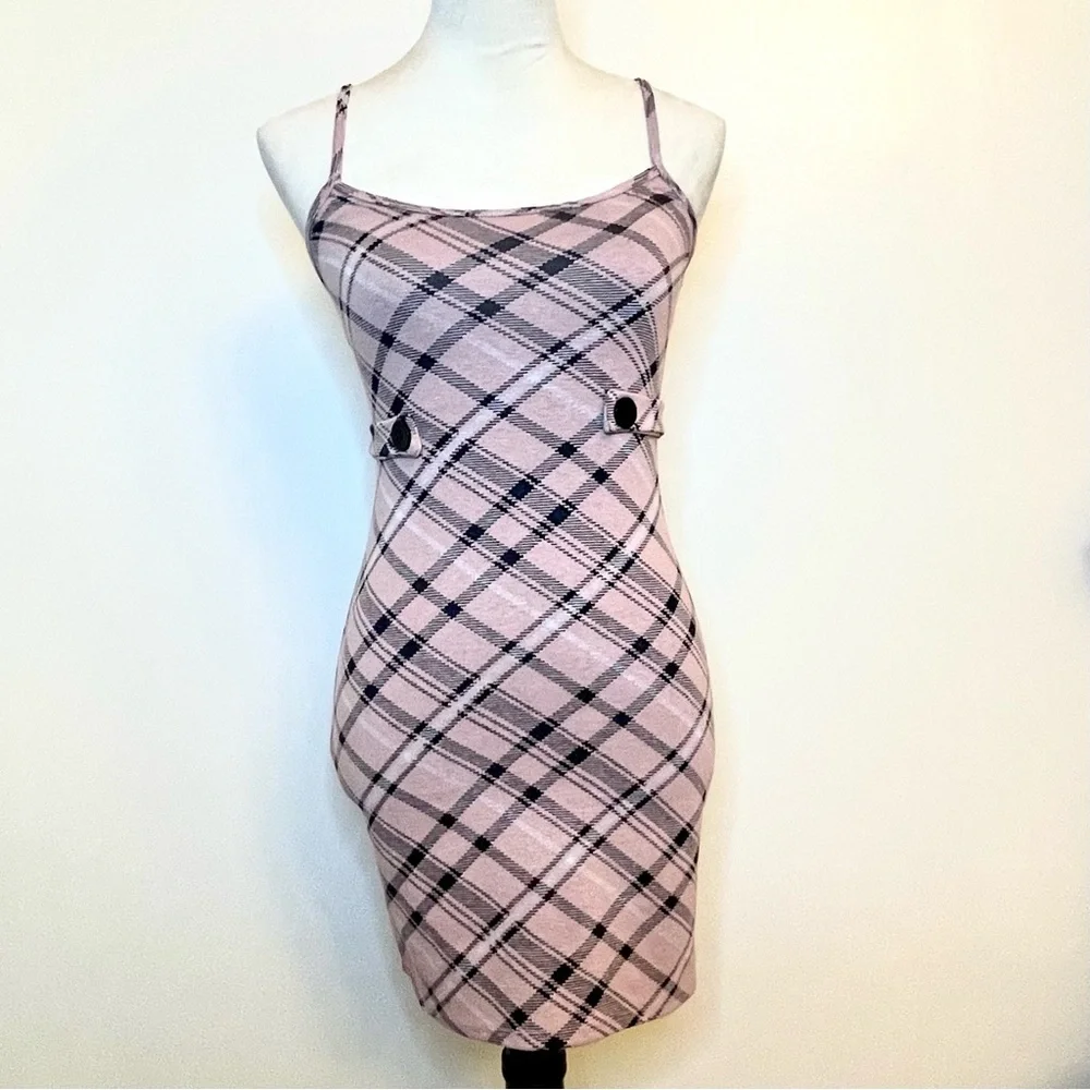 Rue21 Dresses | Rue 21 Xs Pink Plaid Bodycon Mini Dress Y2k Preppy Aesthetic | Color: Black/Pink | Size: Xs | Katis_Kloset's Closet